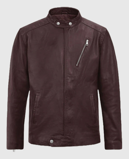 Men's Motorad Burgundy Biker Leather Jacket