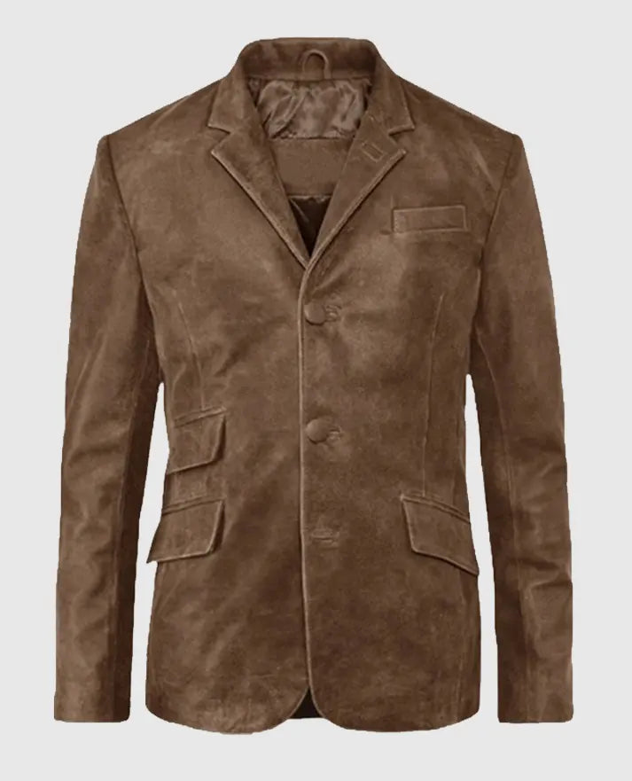 Mens Quaint Brown Leather Blazer