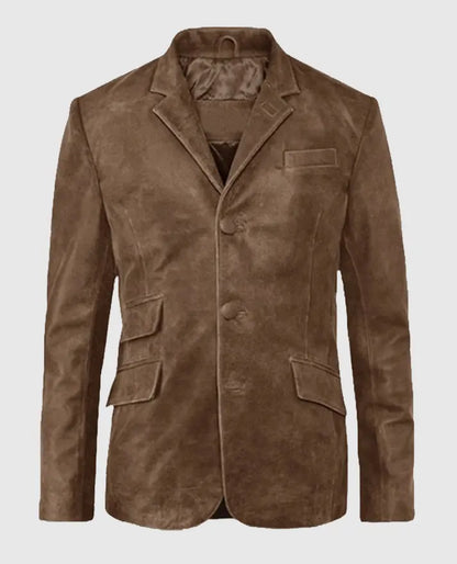 Mens Quaint Brown Leather Blazer