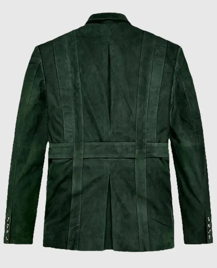 Men's Safari Forest Suede Green Leather Blazer