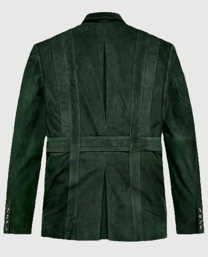 Men's Safari Forest Suede Green Leather Blazer