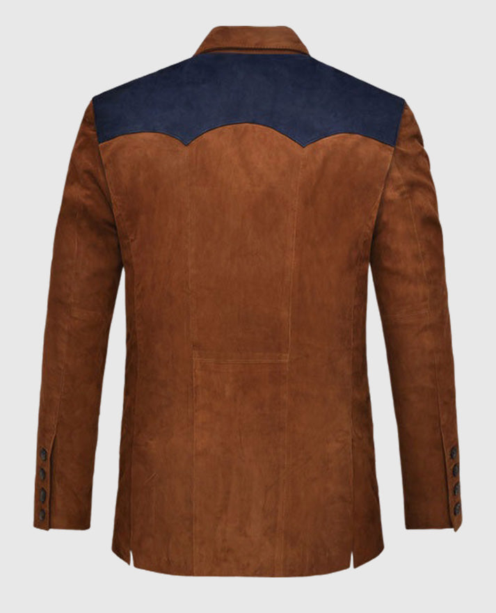Men's Suede Western Brown Leather Blazer