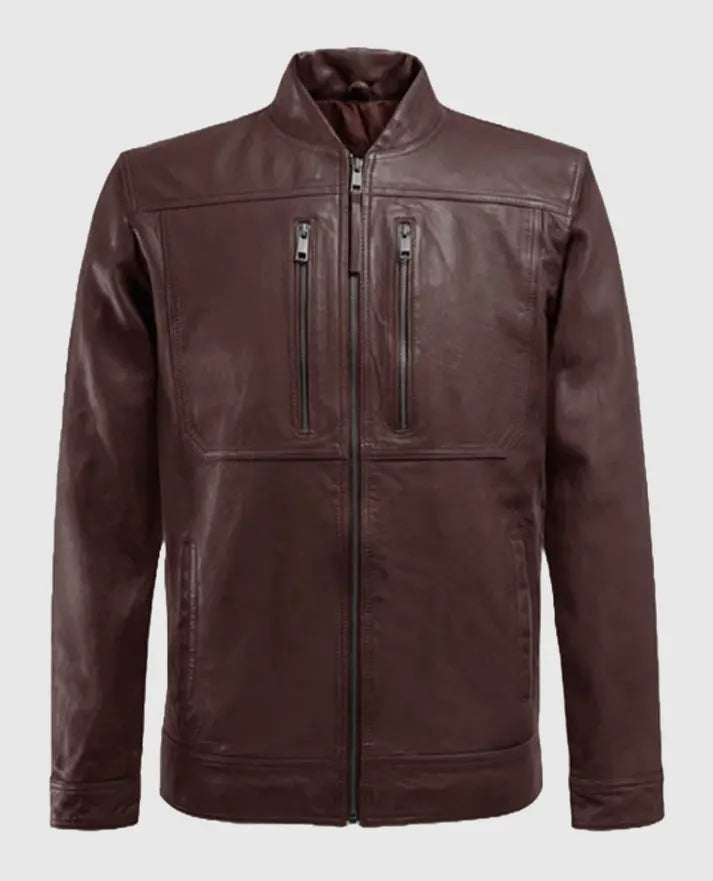 Men's Thunder Storm Burgundy Biker Leather Jacket