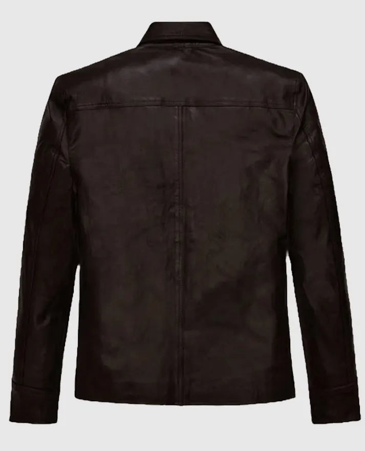 Men's Trucker Dark Brown Leather Jacket