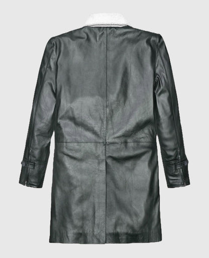 Metallic Lurex Gray Tom Hardy Leather Trench Coat