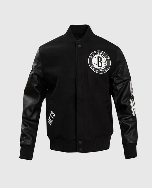 NBA Brooklyn Nets Men's Black Varsity Jacket