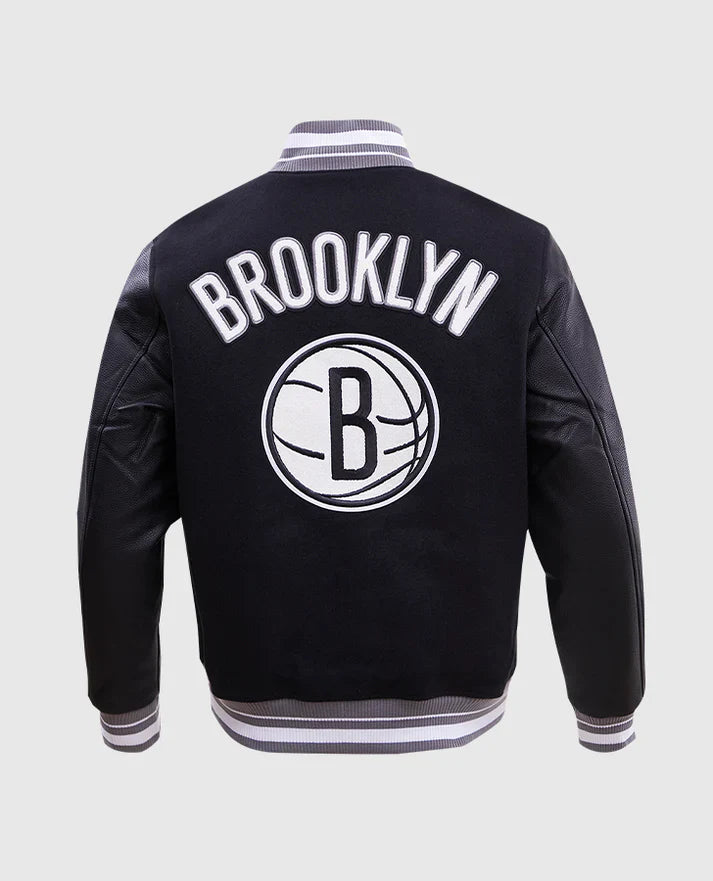 NBA Brooklyn Nets Men's Rib Wool Varsity Jacket