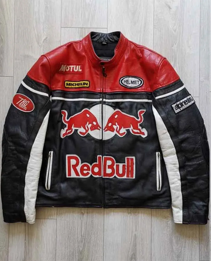 RED BULL Racing Black Leather Jacket
