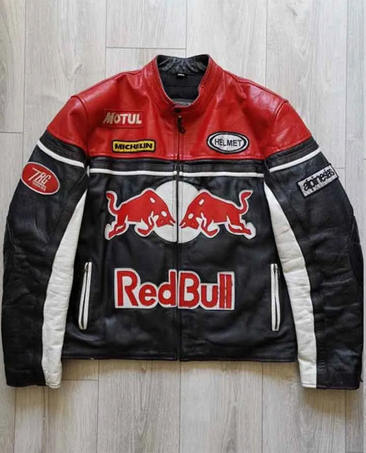 RED BULL Racing Black Leather Jacket