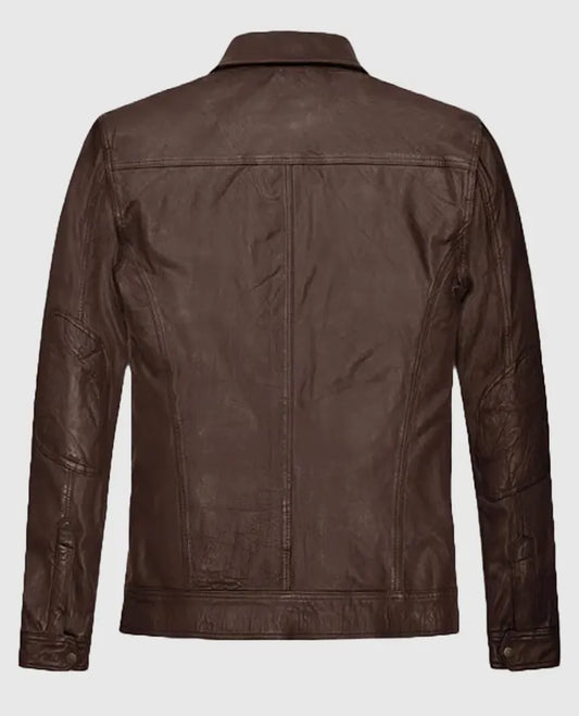 Retro Style Brown Men's Leather Jacket.