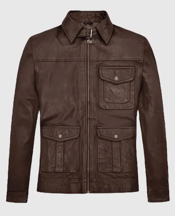 Retro Style Brown Leather Jacket