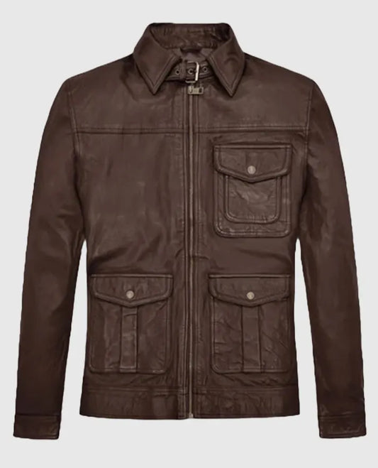 Retro Style Brown Leather Jacket