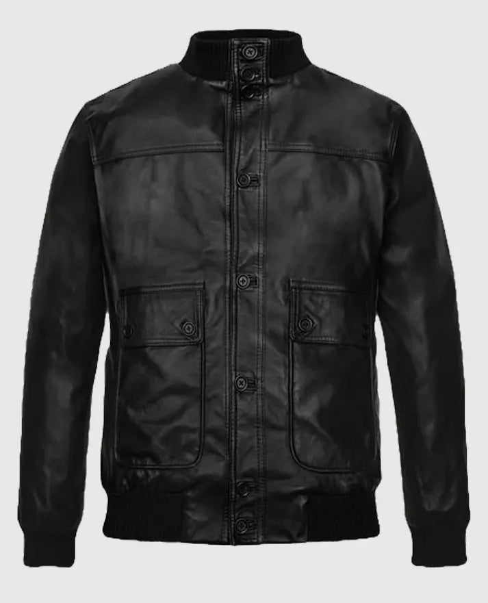 Ryan Reynolds Black Bomber Leather Jacket