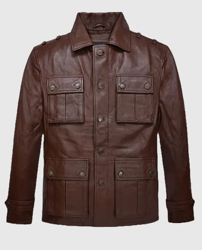 Sebastian Stan A Different Man Brown  Leather Jacket