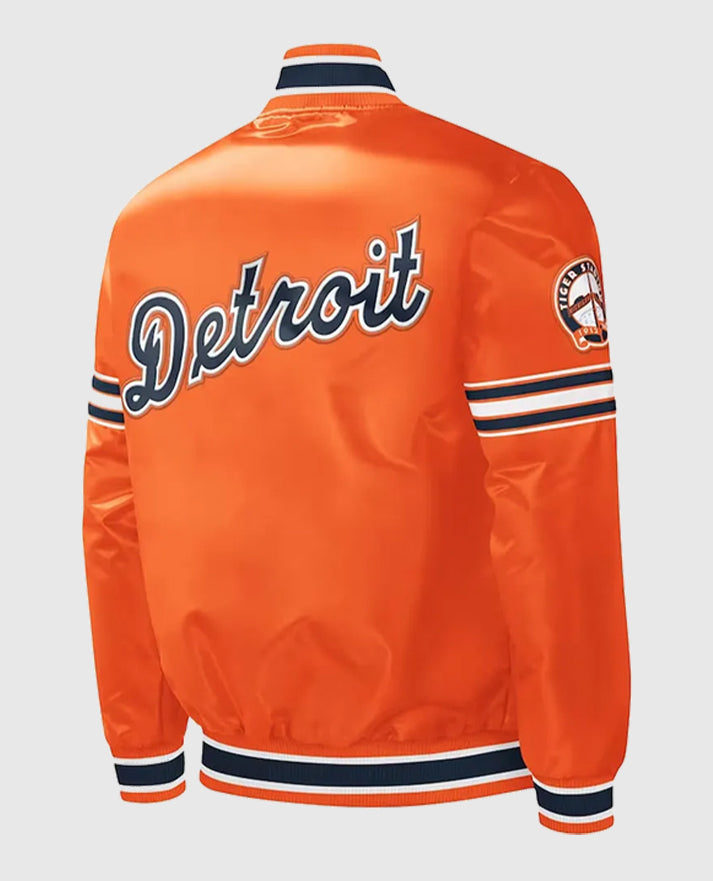 Slider Detroit Tigers Orange Varsity Orange Satin Jacket