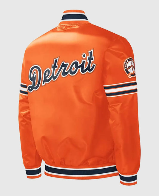Slider Detroit Tigers Orange Varsity Orange Satin Jacket