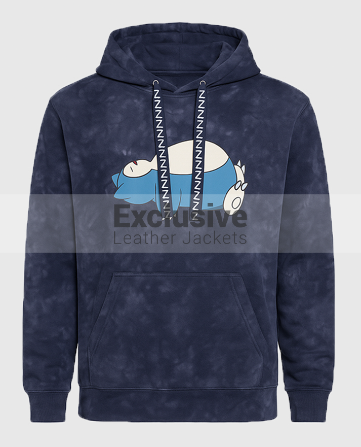 Snorlax Blue Mineral-Wash Pullover Hoodie