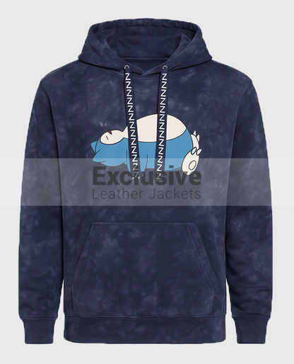 Snorlax Blue Mineral-Wash Pullover Hoodie