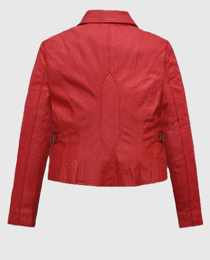Soft Tango Red Washed Jennifer Lopez Gigli Leather Jacket.