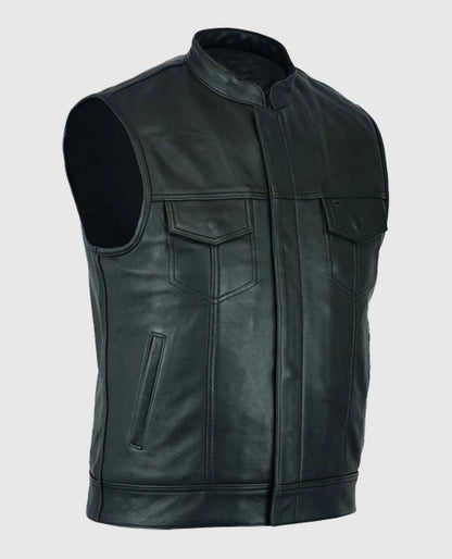 Sons Of Anarchy Inspired Black Biker Leather Vest