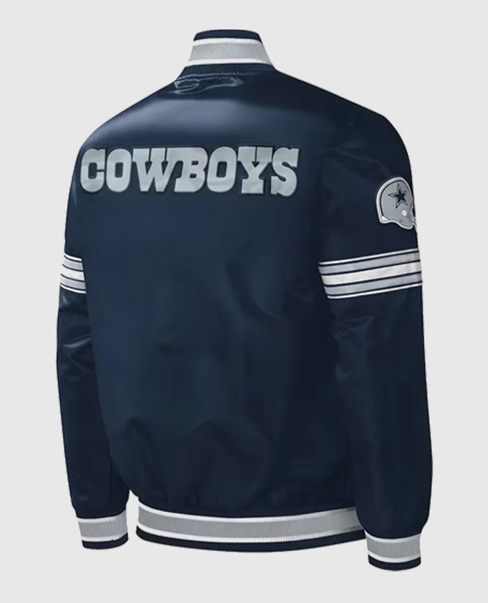 Starter Midfield Dallas Cowboys Navy Letterman Satin Jacket