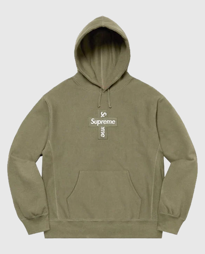 Supreme Cross Box Logo Green Hooded Sweatshirt