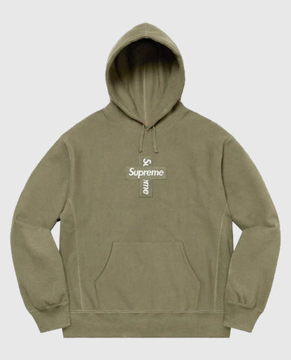Supreme Cross Box Logo Green Hooded Sweatshirt
