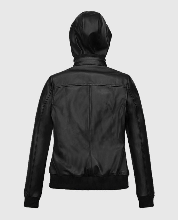 Symphony Detachable Hood Leather Jacket