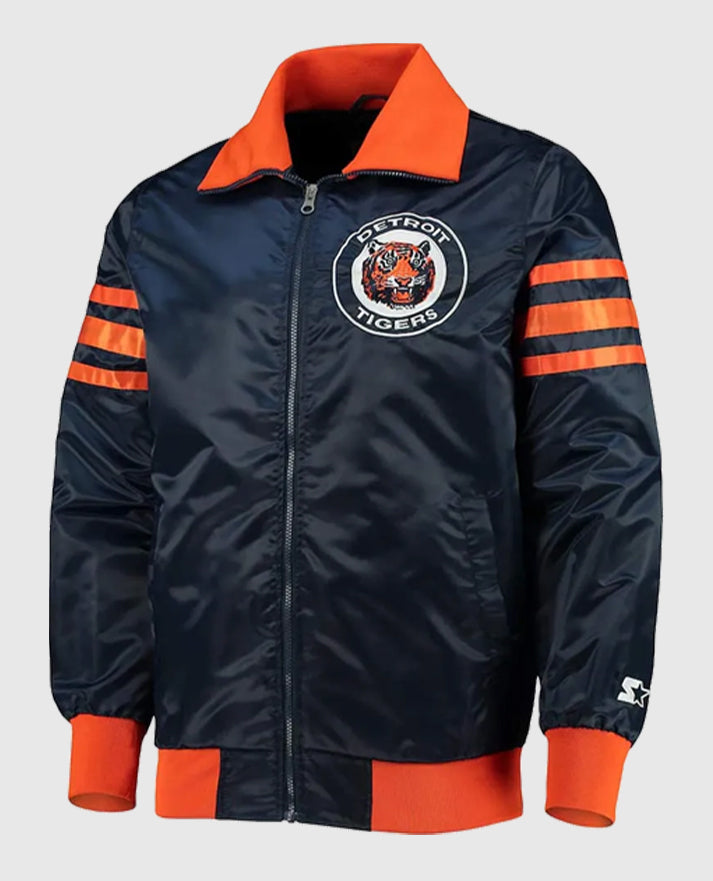 The Captain III Detroit Tigers Navy Blue Satin Jacket