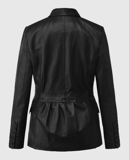 The Winter Soldier Scarlett Johansson Black Leather Blazer