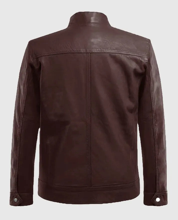 Men's Thunder Storm Burgundy Biker Leather Jacket - second image