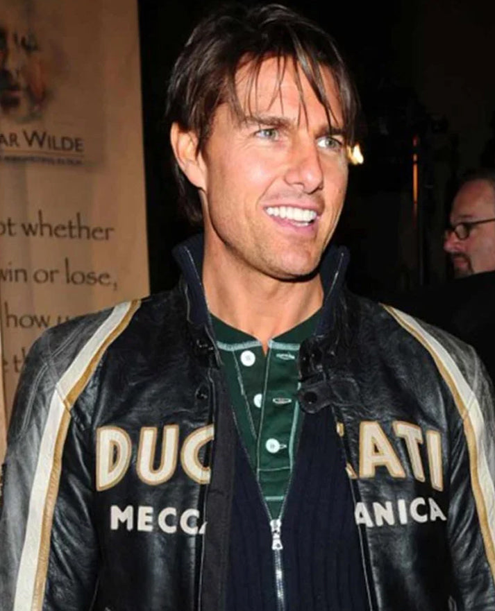 Tom Cruise Ducati Meccanica Black Leather Jacket
