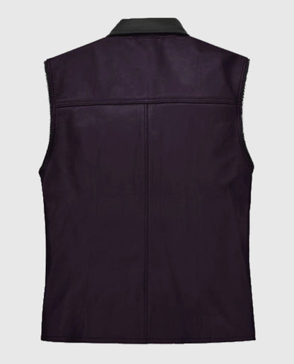 Two-Tone Purple and Black Biker Leather Vest