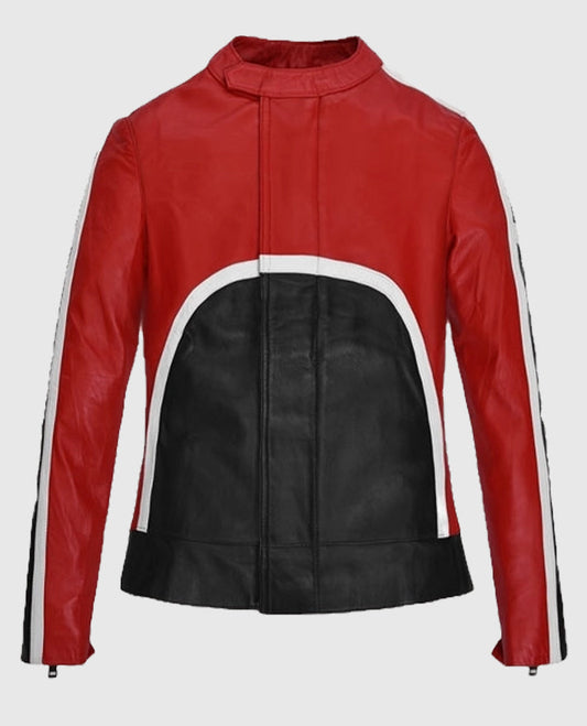 Ursula Corbero Money Heist Red n Black Leather Jacket