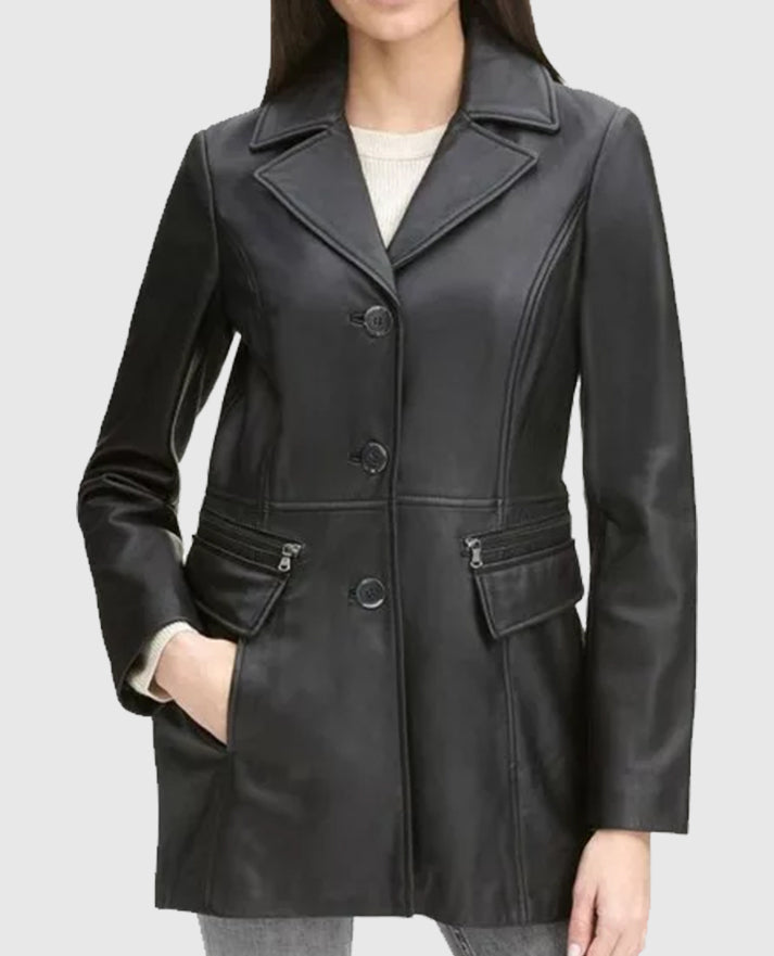 Women's Black Petite Trench Coat