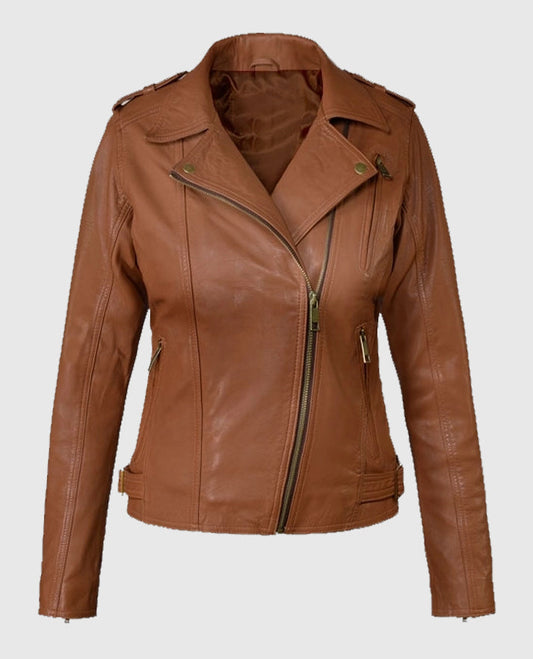 Women's Brown Biker Leather Jacket
