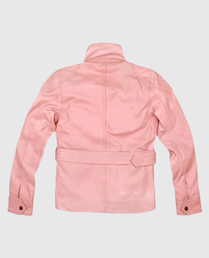 Women's Light Pink Leather Jacket - second image