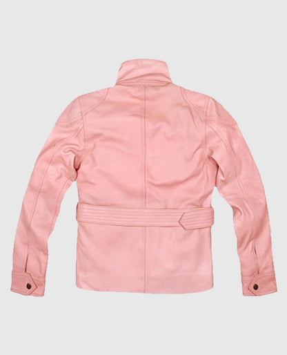 Womens Light Pink Leather Jacket