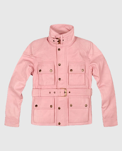 Womens Light Pink Leather Jacket