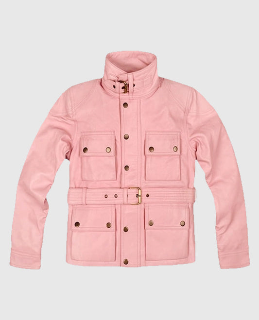 Womens Light Pink Leather Jacket