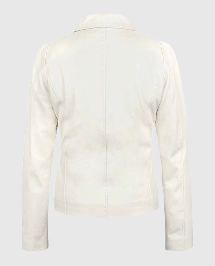 Women's Off-White Shirt-Style Leather Jacket