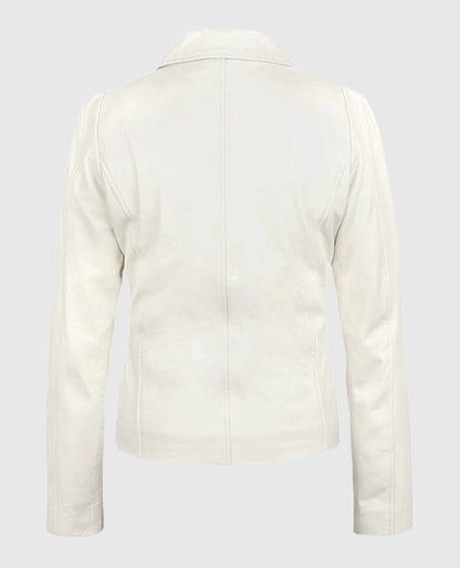 Women's Off-White Shirt-Style Leather Jacket