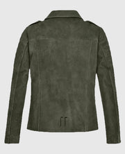Women's Olive Suede Biker Leather Jacket