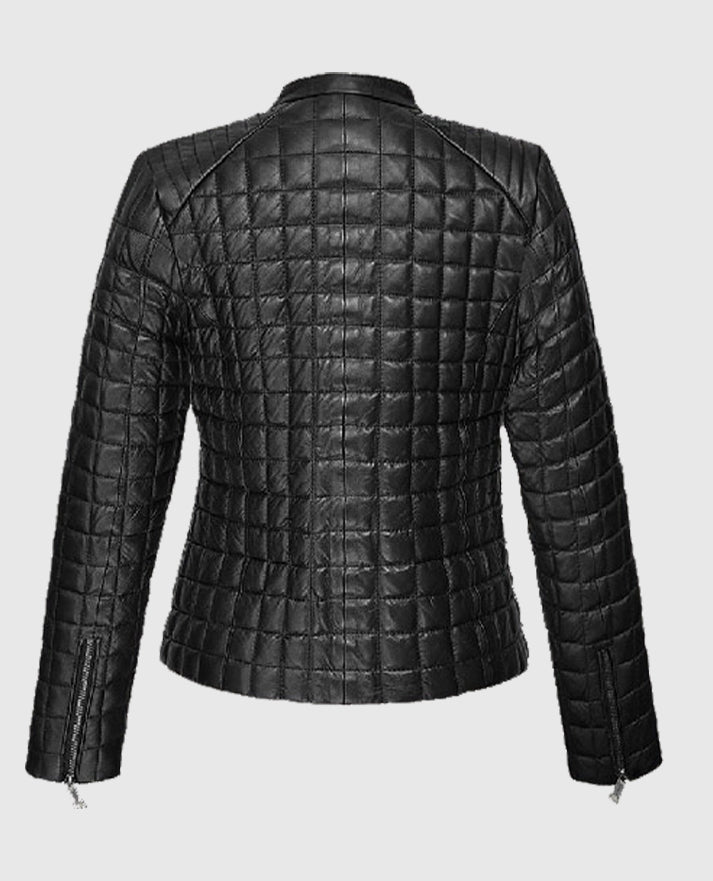 Womens Quilted Black Leather Jacket