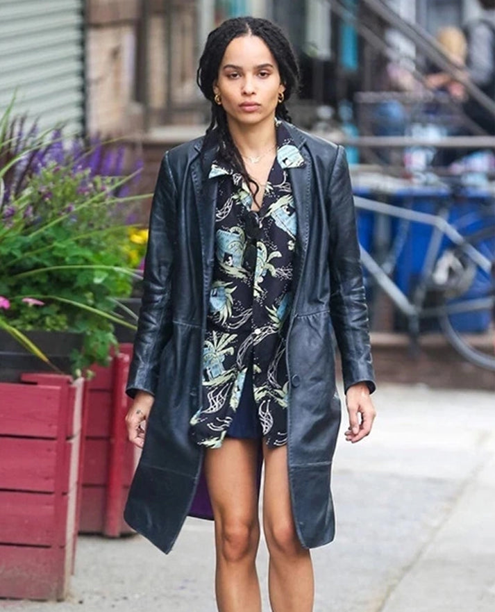 Zoe Kravitz Leather Long Coat