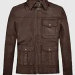 Retro Style Brown Leather Jacket