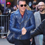 Antonio Banderas Blue Leather Biker Jacket